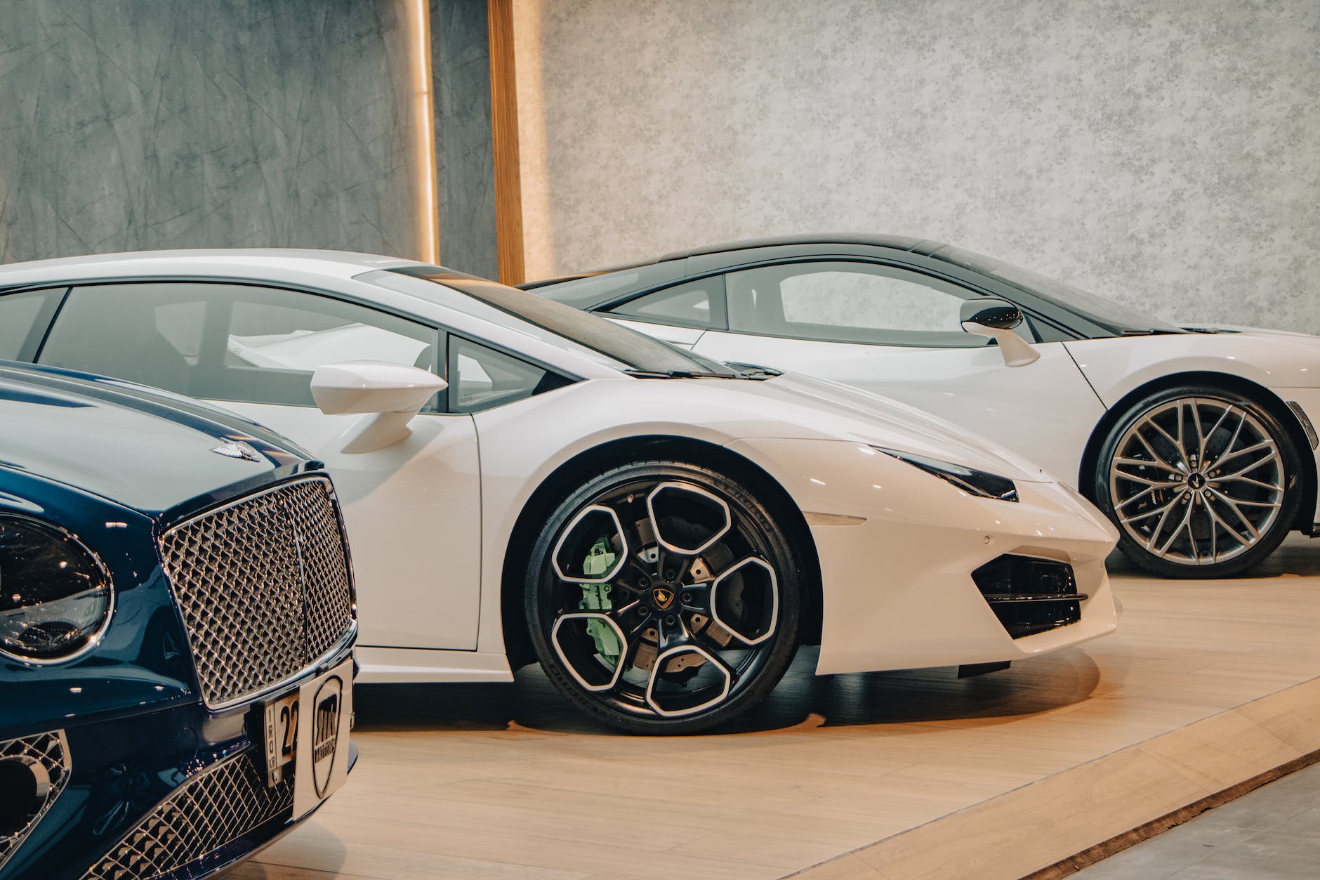 luxury cars in car showroom
