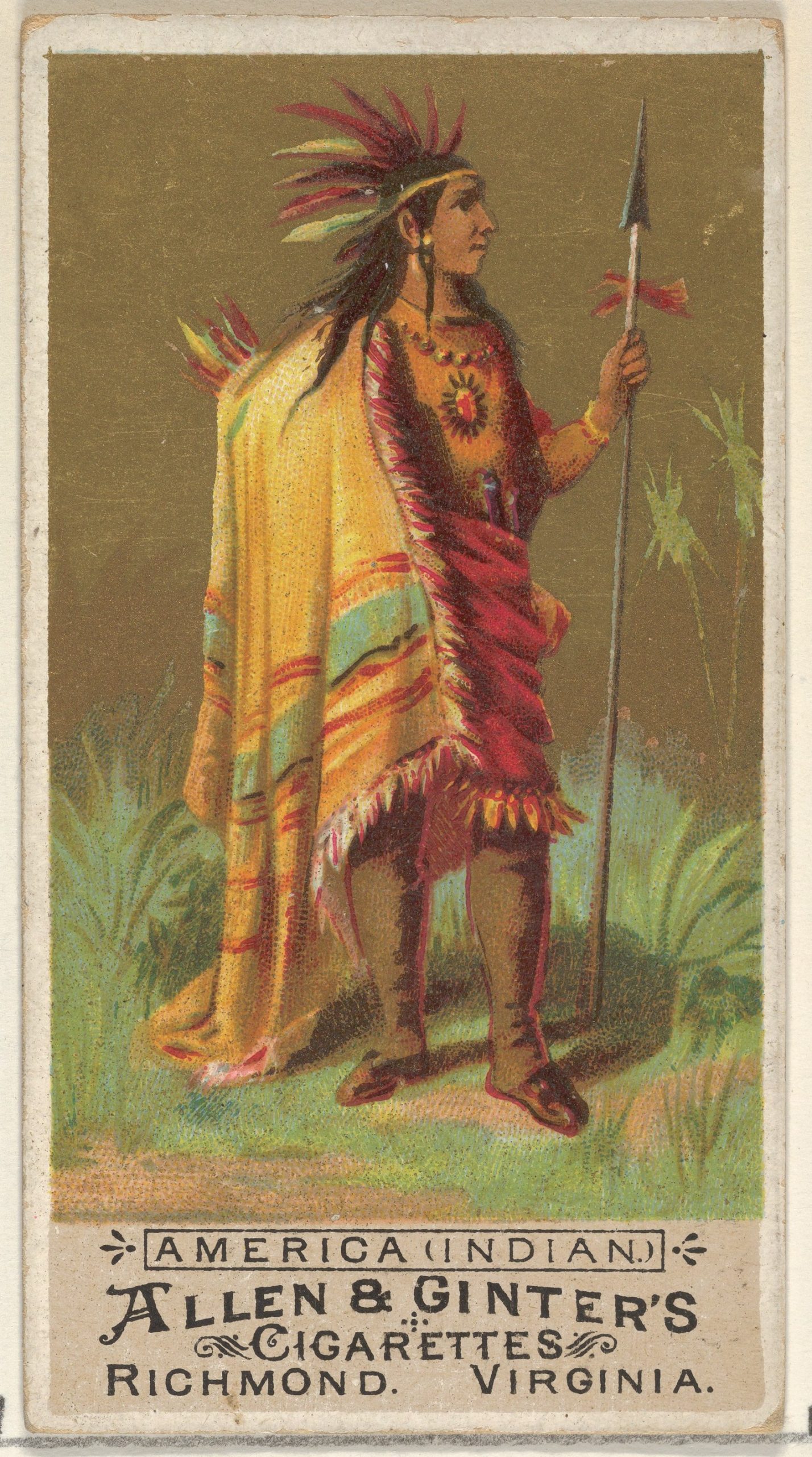 America (Indian), from the Natives in Costume series (N16) for Allen & Ginter Cigarettes Brands