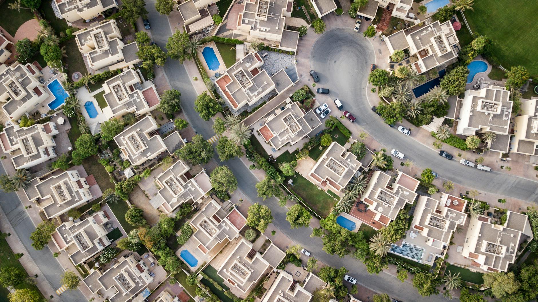 aerial view of buildings - social housing